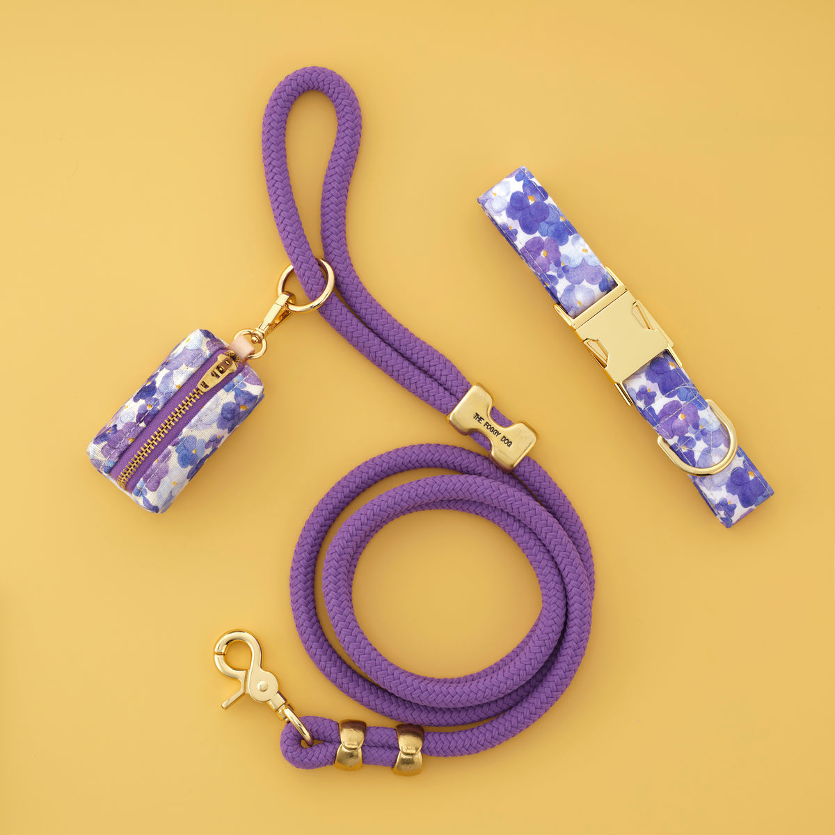 Pressed Pansies Collar Walk Set from The Foggy Dog