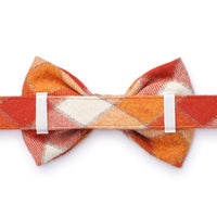 Pumpkin Spice Plaid Flannel Dog Bow Tie view 2