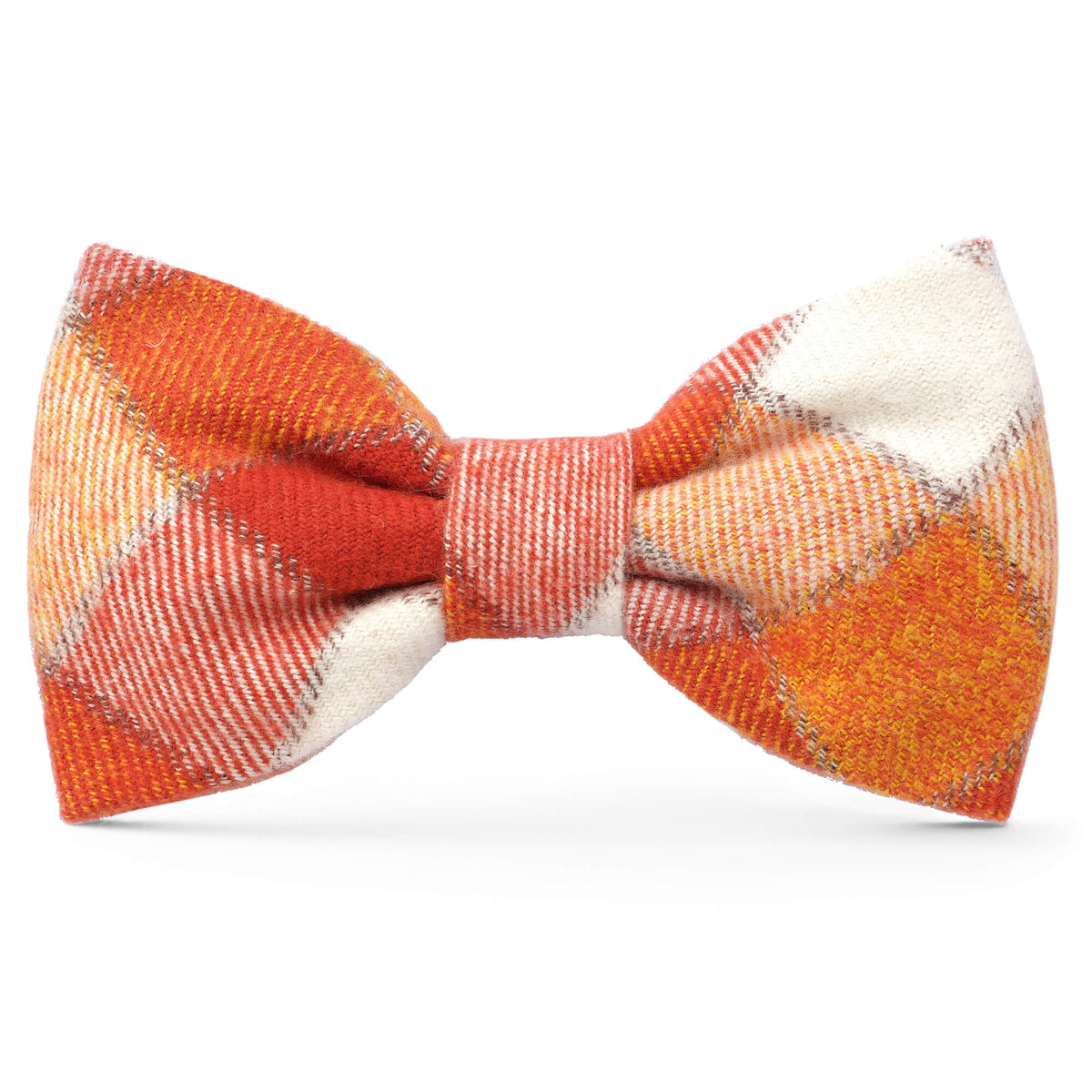 Pumpkin Spice Plaid Flannel Dog Bow Tie view 1