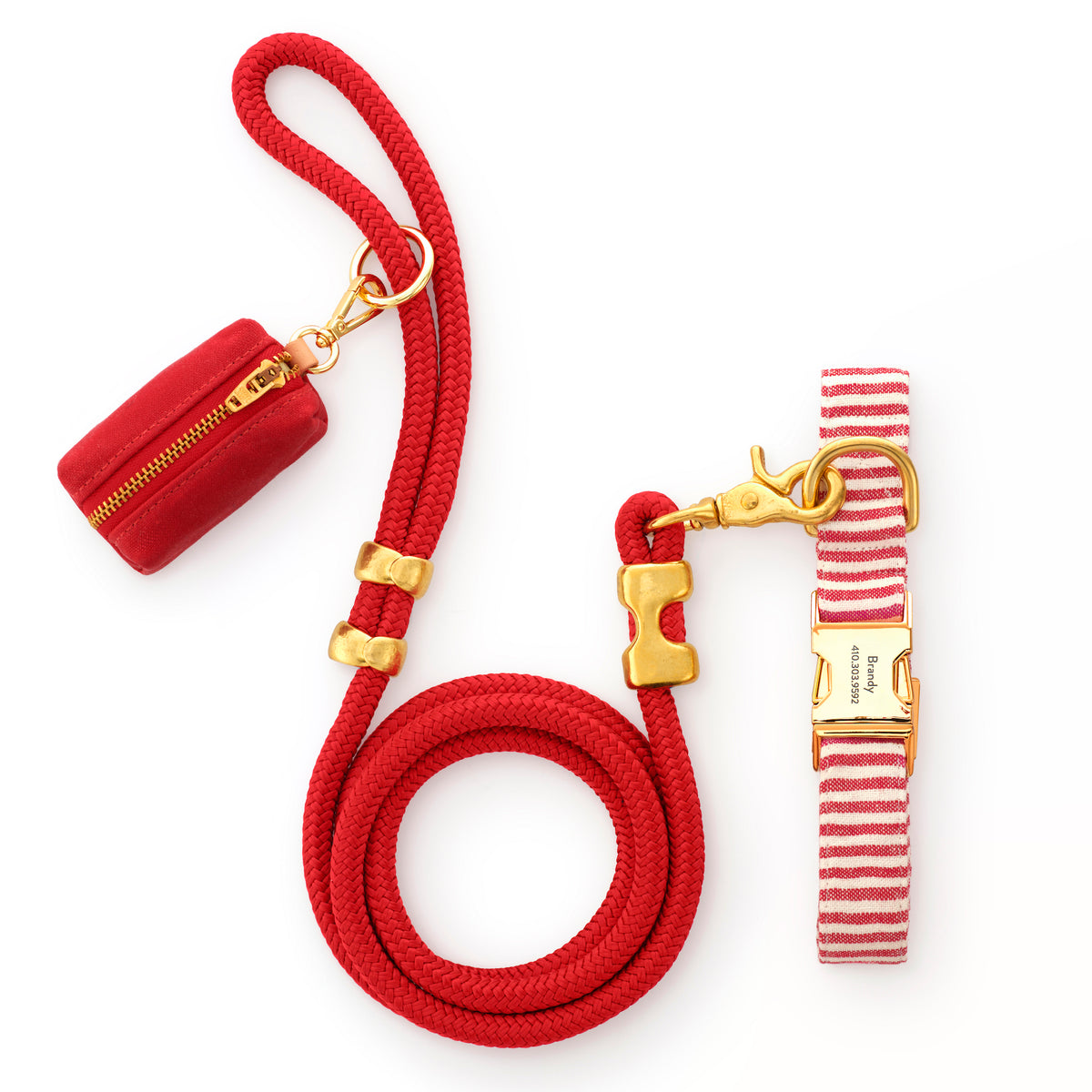 Red Stripe Collar Walk Set from The Foggy Dog