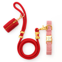 Red Stripe Collar Walk Set from The Foggy Dog