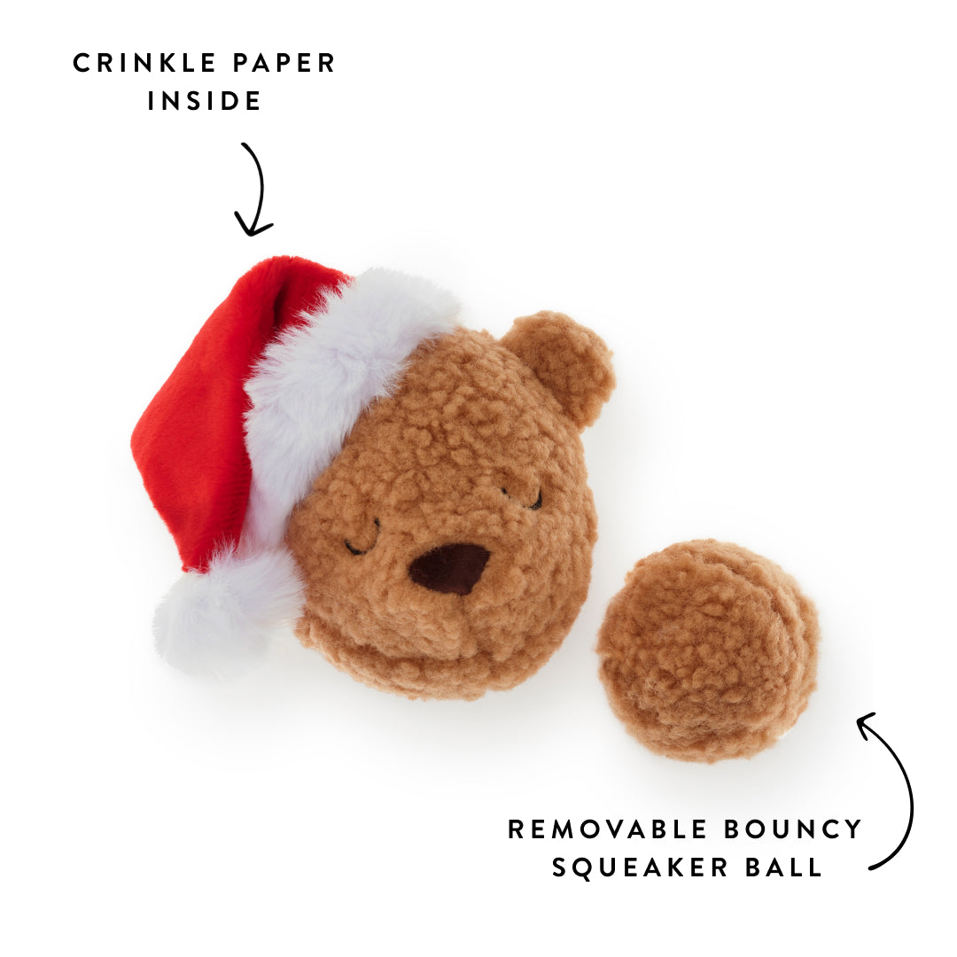Santa Teddy Bear 2-in-1 Bounce Dog Toy from The Foggy Dog