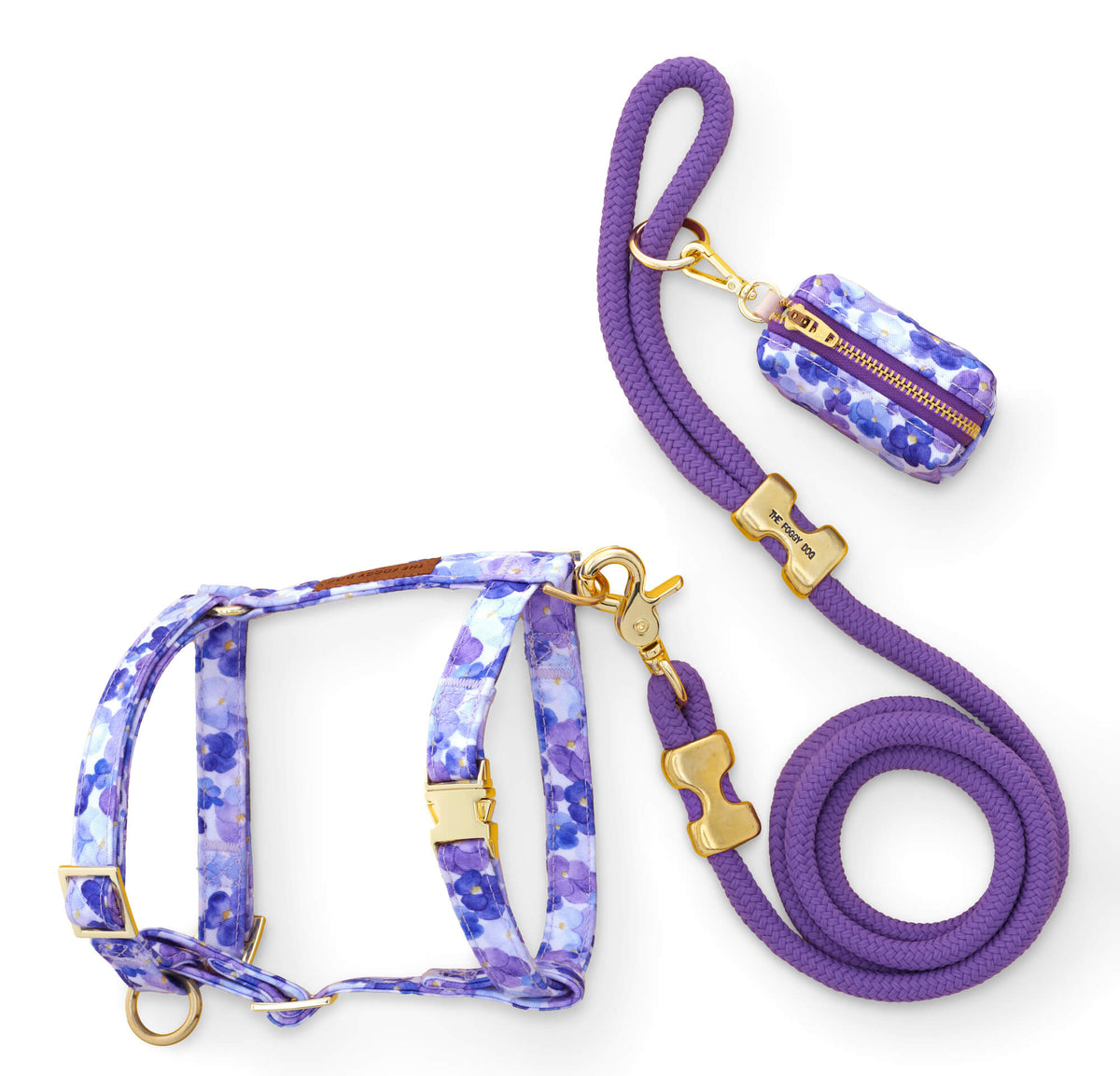 Pressed Pansies Harness Walk Set from The Foggy Dog