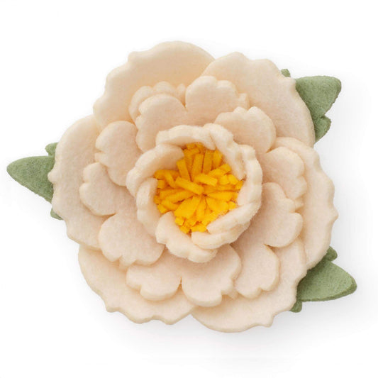 Ivory Peony Dog Collar Flower view 1
