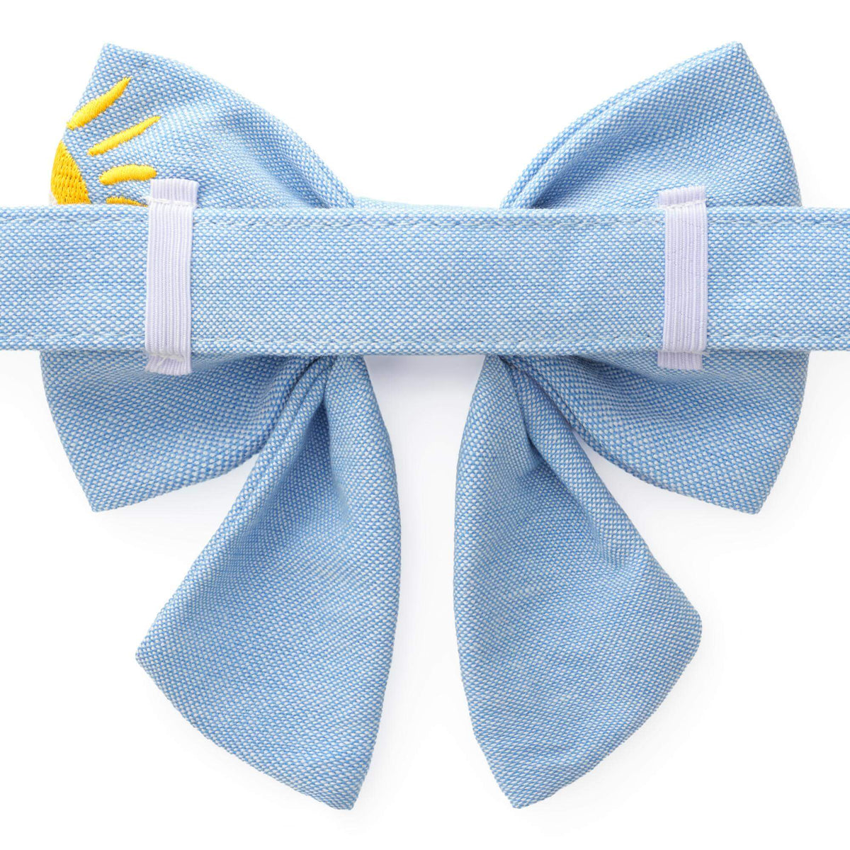 Sunshine and Rainbows Embroidered Lady Dog Bow Collar from The Foggy Dog