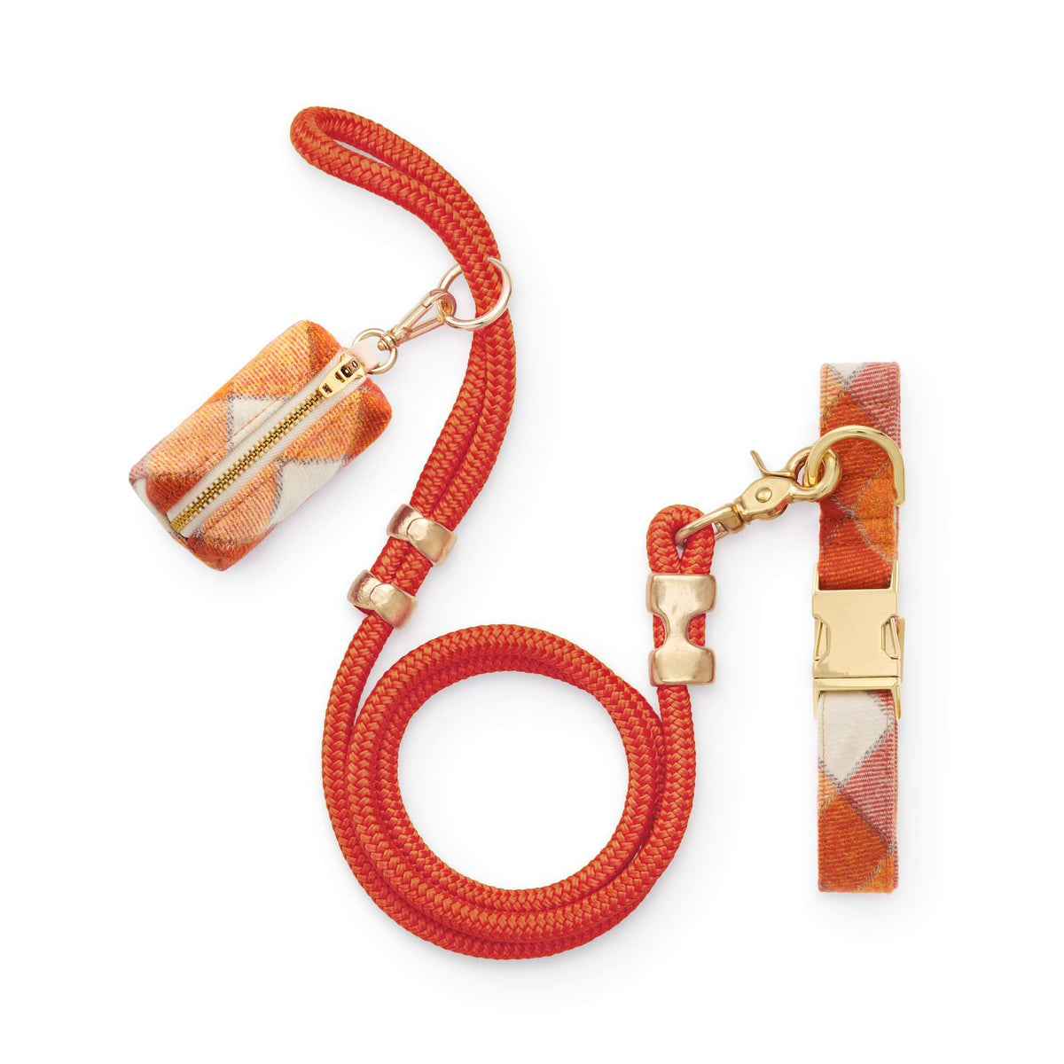 Pumpkin Spice Plaid Flannel Collar Walk Set from The Foggy Dog