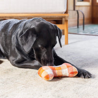 Pumpkin Spice Plaid Flannel Dog Squeaky Toy view 2