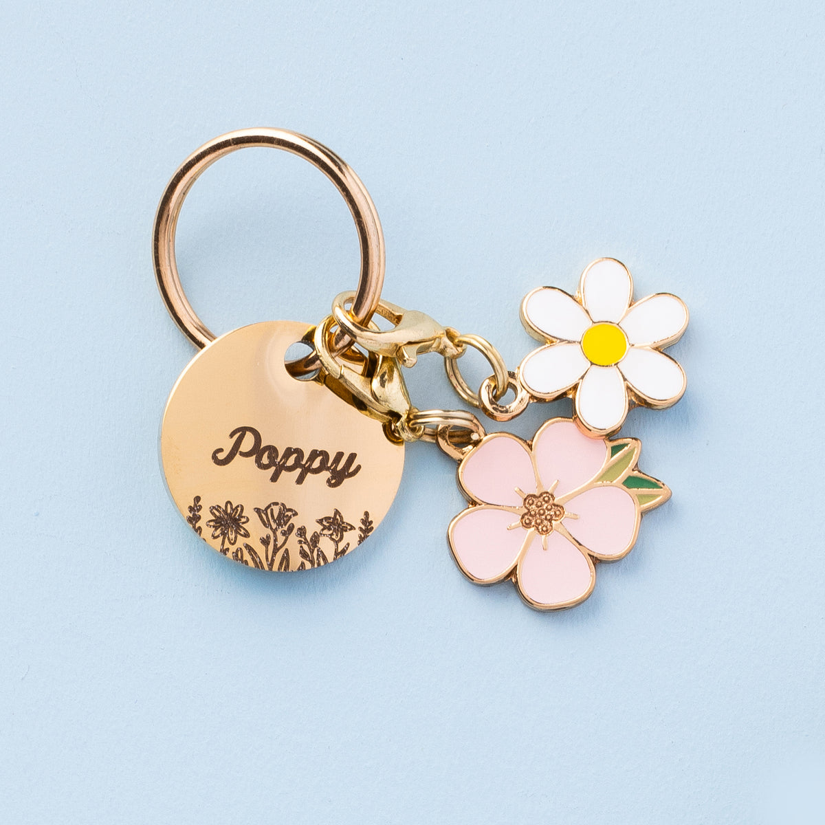 Circle Pet ID Tag: Wildflowers view 2