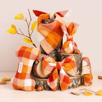 Pumpkin Spice Plaid Flannel Dog Bow Tie view 6