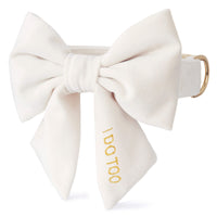 Ivory Velvet Lady Bow Collar from The Foggy Dog
